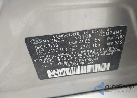 2014 Hyundai Sonata Hybrid Limited from USA, damaged, VIN KMHEC4A46EA105046